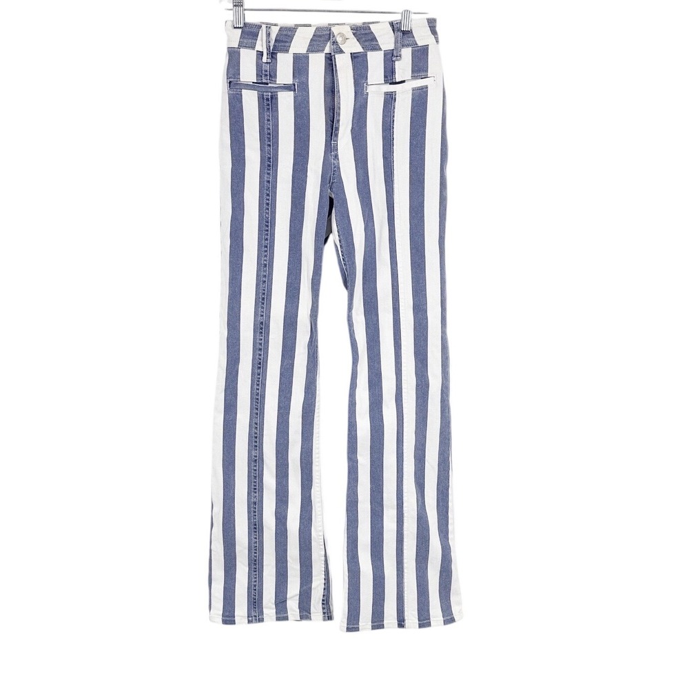 Free People We The Free Firecracker Flare Jeans Stripe Red Star Blue White 25 - Picture 9 of 11